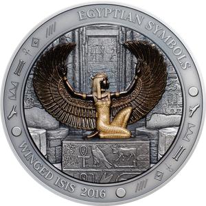 Palau / Silver Three Ounces 2016 Egyptian Symbols - Winged Isis - reverse photo