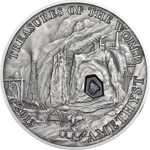 Palau / Five Dollars Silver 2013 Treasures of the World - Amethyst - reverse photo