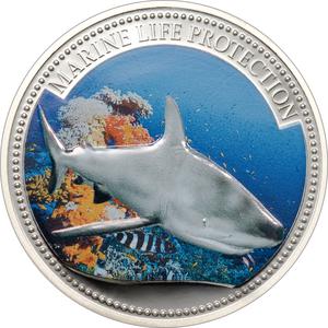 Palau / Five Dollars Silver 2008 Grey Reef Shark - reverse photo