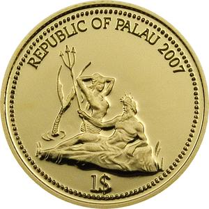 Palau / One Dollar Gold 2007 Surgeonfish - obverse photo