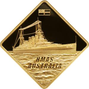 Palau / Gold Two and a Half Ounces 2011 HMAS Australia - reverse photo