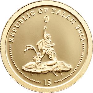 Palau / One Dollar Gold 2012 Blue Ringed Octopus - obverse photo