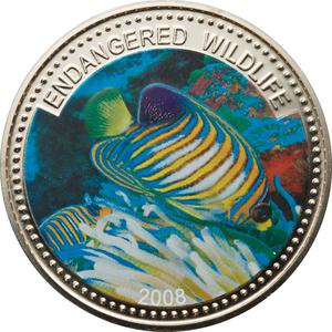Palau / One Dollar 2008 Regal Angelfish - reverse photo