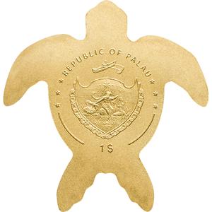 Palau / One Dollar Gold Special Shape - Golden Sea Turtle - obverse photo