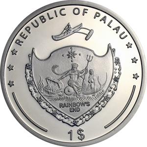 Palau / One Dollar 2009 Flagfin Angelfish - obverse photo