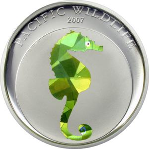 Palau / Five Dollars Silver 2007 Seahorse - reverse photo