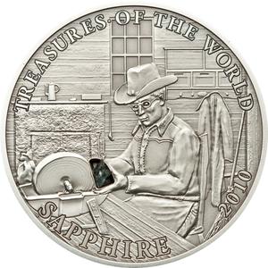 Palau / Five Dollars Silver 2010 Treasures of the World - Sapphire - reverse photo