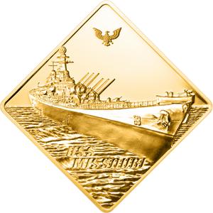 Palau / Gold Two and a Half Ounces 2008 USS Missouri - reverse photo
