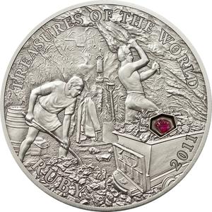 Palau / Five Dollars Silver 2011 Treasures of the World - Ruby - reverse photo