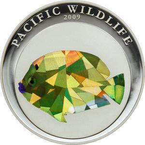 Palau / One Dollar 2009 Flagfin Angelfish - reverse photo