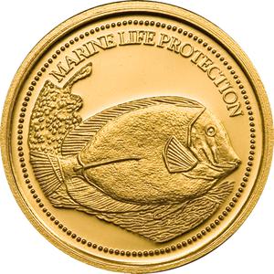 Palau / One Dollar Gold 2007 Surgeonfish - reverse photo