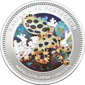Palau / One Dollar 2012 Blue Ringed Octopus - reverse photo