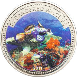 Palau / One Dollar 2011 Mandarinfish - reverse photo