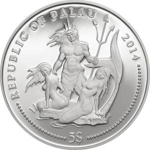 Palau / Five Dollars Silver 2014 Yellow Boxfish - obverse photo