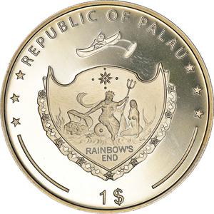 Palau / One Dollar 2008 Hebomoia Leucippe - obverse photo