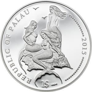 Palau / One Dollar 2015 Whitetail Damselfish - obverse photo