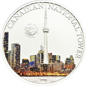 Palau / Five Dollars Silver 2011 Canadian National Tower - reverse photo