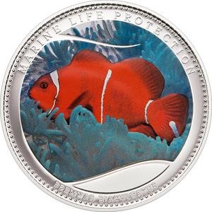 Palau / Five Dollars Silver 2011 Anemonefish - reverse photo