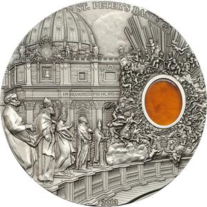 Palau / Silver Two Ounces 2013 Mineral Art - St Peter’s Basilica - reverse photo