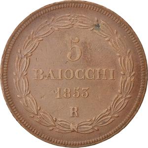 Papal States / Five Baiocchi 1853 - reverse photo