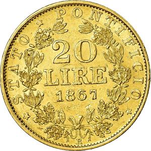 Papal States / Twenty Lire 1867 - reverse photo