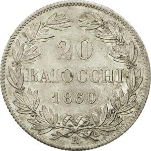 Papal States / Twenty Baiocchi 1860 - reverse photo