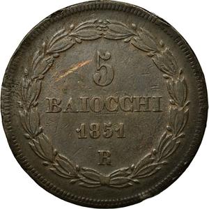 Papal States / Five Baiocchi 1851 - reverse photo