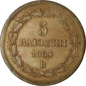 Papal States / Five Baiocchi 1854 - reverse photo