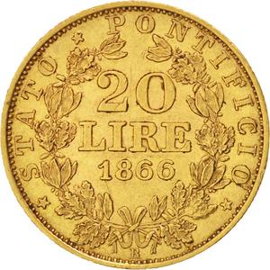 Papal States / Twenty Lire 1866 - reverse photo