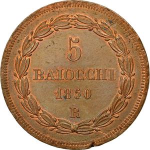 Papal States / Five Baiocchi 1850 - reverse photo