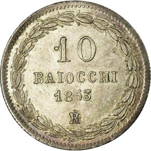 Papal States / Ten Baiocchi 1853 - reverse photo