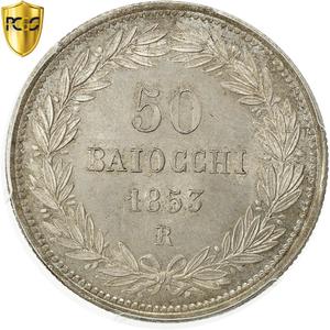 Papal States / Fifty Baiocchi 1853 - reverse photo