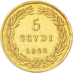 Papal States / Five Scudi 1842 - reverse photo
