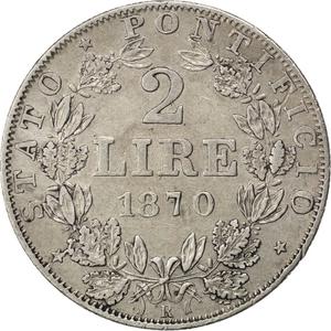 Papal States / Two Lire 1870 - reverse photo