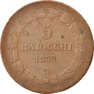 Papal States / Five Baiocchi 1852 - reverse photo