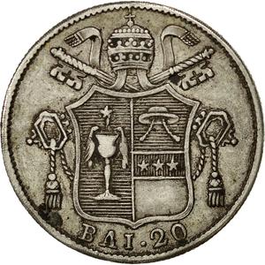 Papal States / Twenty Baiocchi 1834 - reverse photo