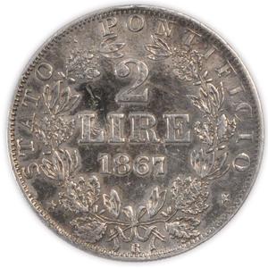 Papal States / Two Lire 1867 - reverse photo
