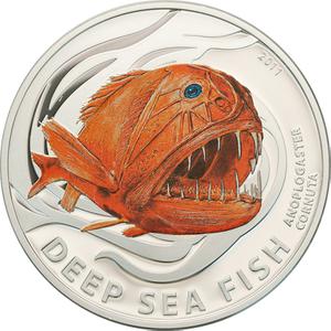 Pitcairn Islands / Silver Half Ounce 2011 Deep Sea Fish - Anoplogaster Cornuta - reverse photo