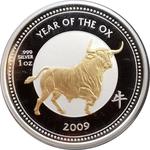 Pitcairn Islands / Silver Ounce 2009 Year of the Ox / Gold Plated - reverse photo