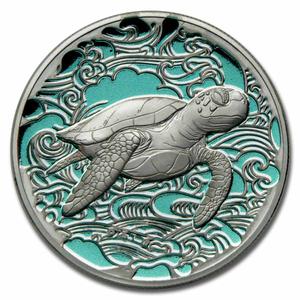 Pitcairn Islands / Silver Ounce 2025 Ocean Wonders - Turtle, Coloured - reverse photo