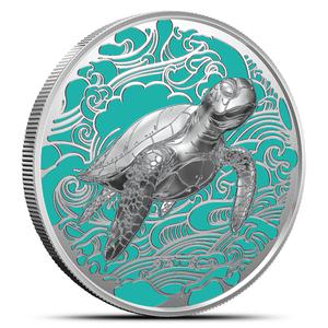 Pitcairn Islands / Silver Two Ounces 2025 Ocean Wonders - Turtle - reverse photo