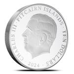 Pitcairn Islands / Silver Five Ounces 2024 Year of the Dragon - obverse photo