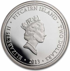 Pitcairn Islands / Silver Ounce 2013 Year of the Snake - obverse photo
