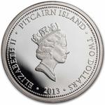 Silver Ounce 2013 Year of the Snake: Photo 2013 Pitcairn Island 1 oz Silver Year of the Snake Proof Guilded / thumbnail
