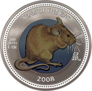 Pitcairn Islands / Silver Ounce 2008 Year of the Rat - reverse photo