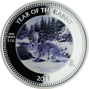 Pitcairn Islands / Silver Ounce 2011 Year of the Rabbit - reverse photo