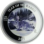 Silver Ounce 2011 Year of the Rabbit: Photo Silver Coin Lunar Year of The Rabbit 1oz 2011 $2 Pitcairn Islands / thumbnail