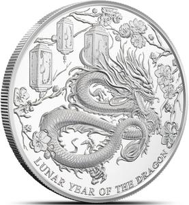Pitcairn Islands / Silver Ounce 2024 Year of the Dragon, Proof - reverse photo