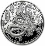 Pitcairn Islands / Silver Ounce 2024 Year of the Dragon, Proof - reverse photo