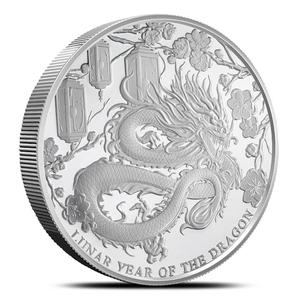 Pitcairn Islands / Silver Five Ounces 2024 Year of the Dragon - reverse photo